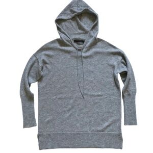 Incentive! Cashmere Hooded Sweater Womens XS Gray Jumper Long Sleeve Pullover